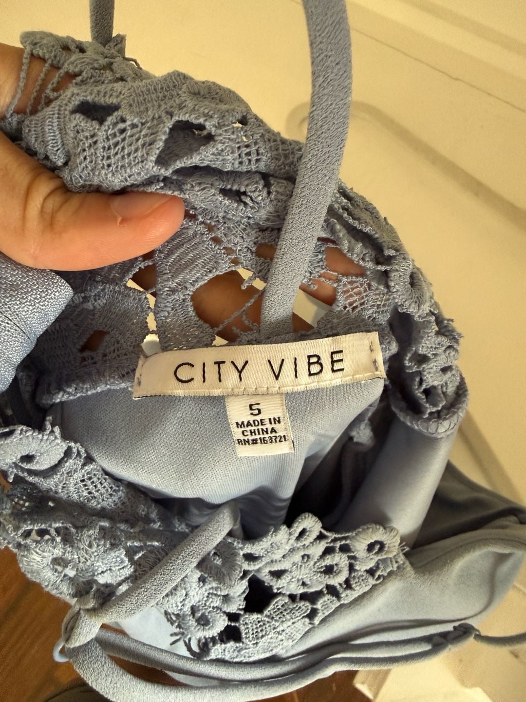 City Vibe Women's Blue Spaghetti Strap Mini Skater Dress with Lace Back 7