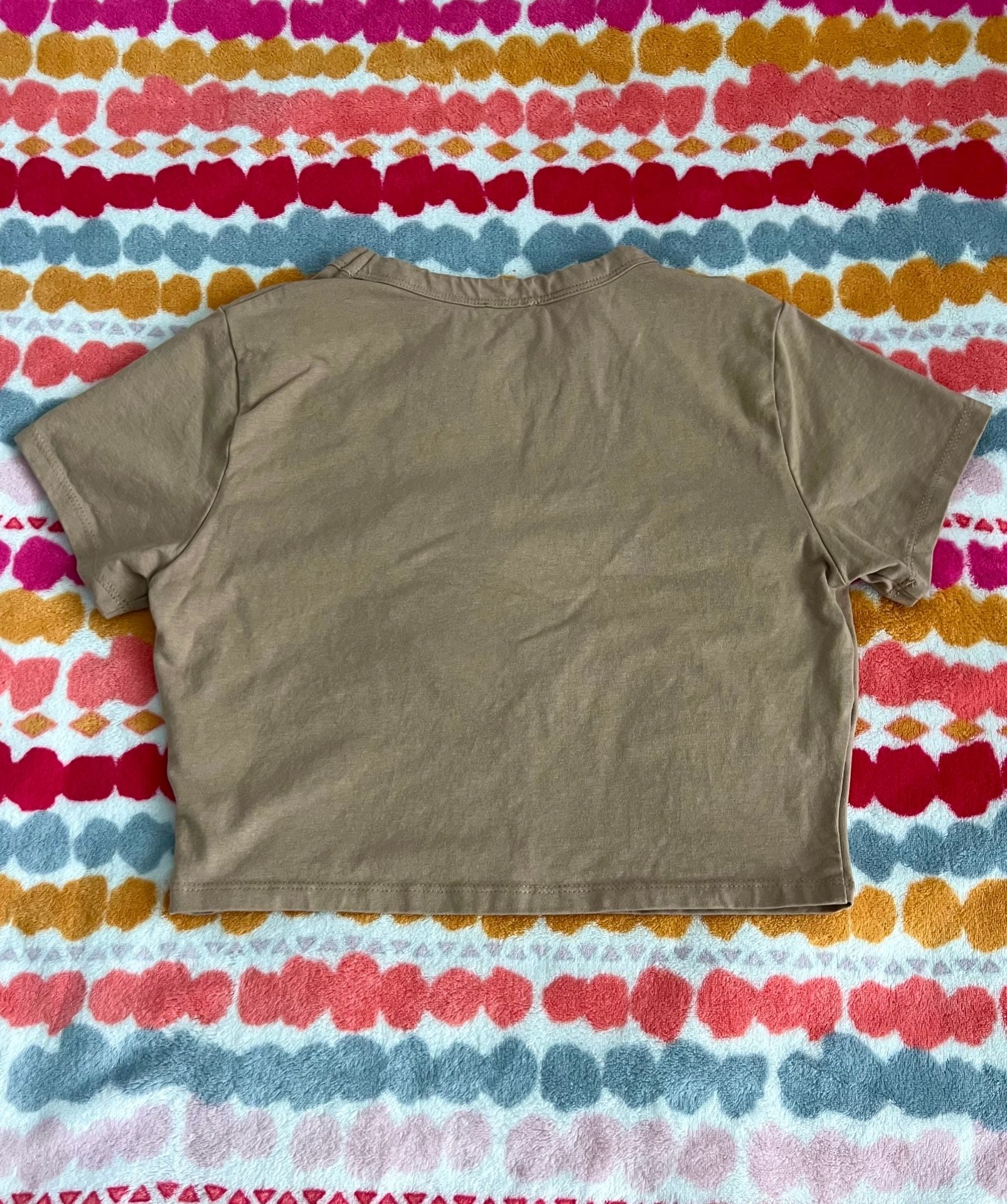 Handmade Cotton:On Brown Crop T-Shirt with Floral Heart Patch 8