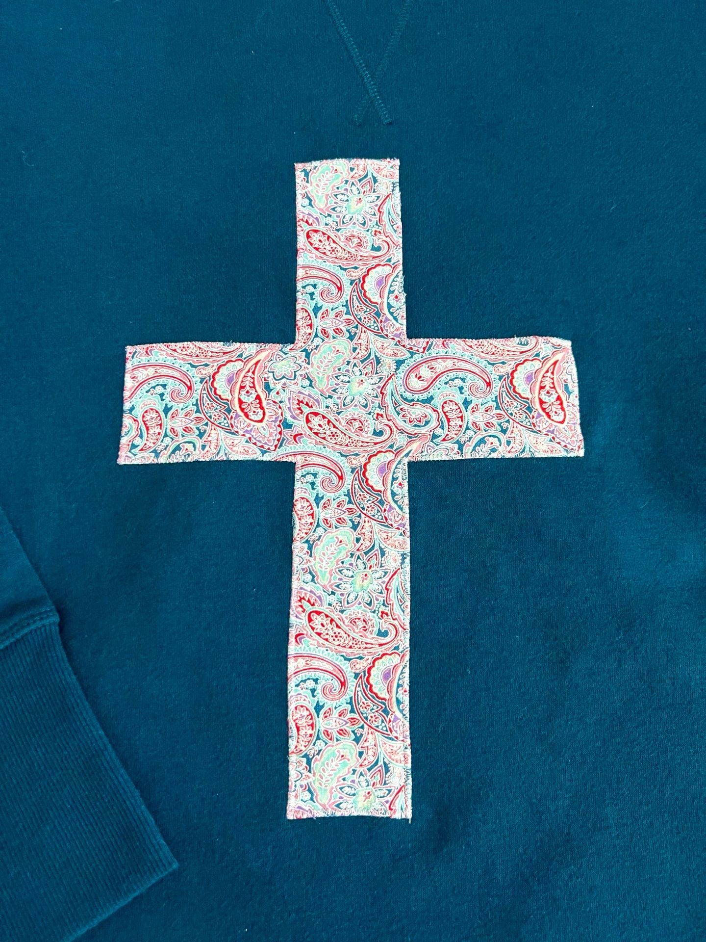 Handmade Tek Gear Ultrasoft Fleece Cross Paisley Patchwork Sweatshirt 3