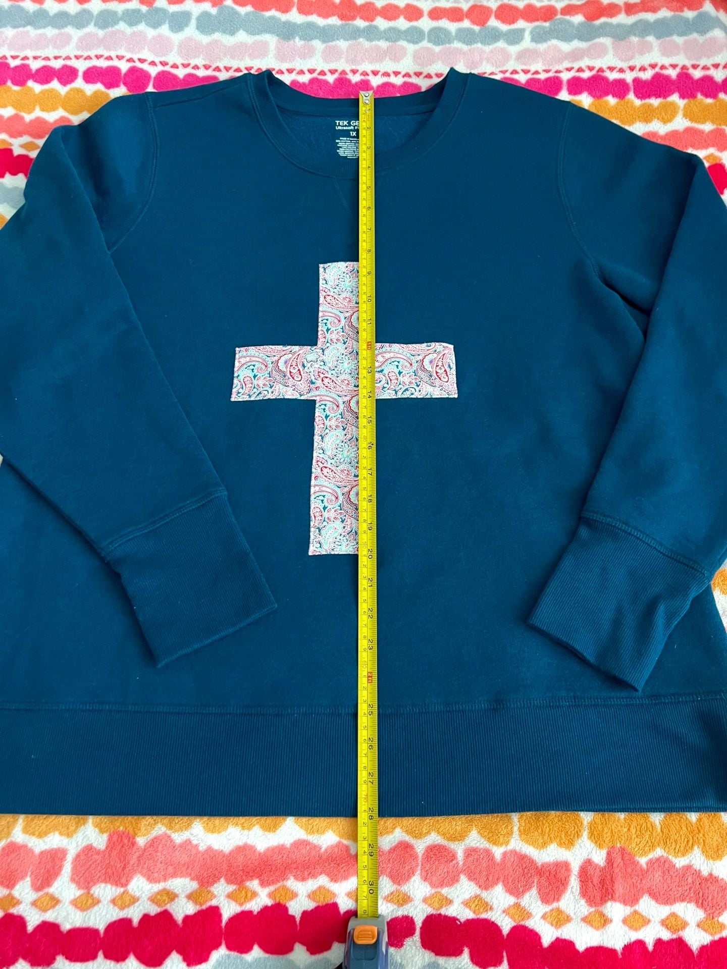 Handmade Tek Gear Ultrasoft Fleece Cross Paisley Patchwork Sweatshirt 5