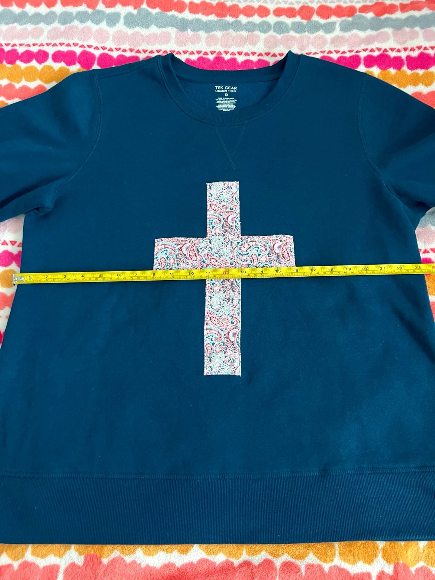 Handmade Tek Gear Ultrasoft Fleece Cross Paisley Patchwork Sweatshirt 6