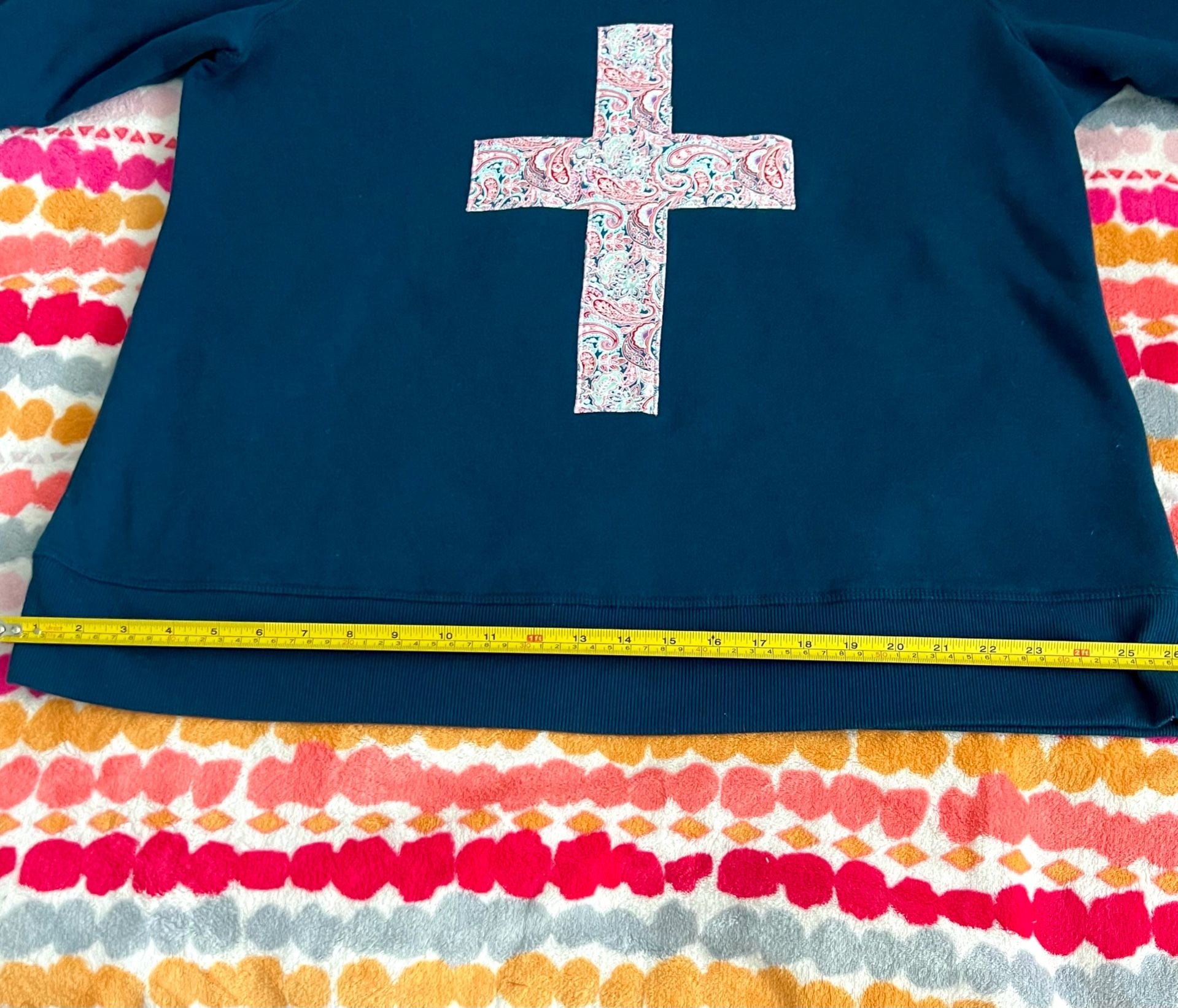 Handmade Tek Gear Ultrasoft Fleece Cross Paisley Patchwork Sweatshirt 7