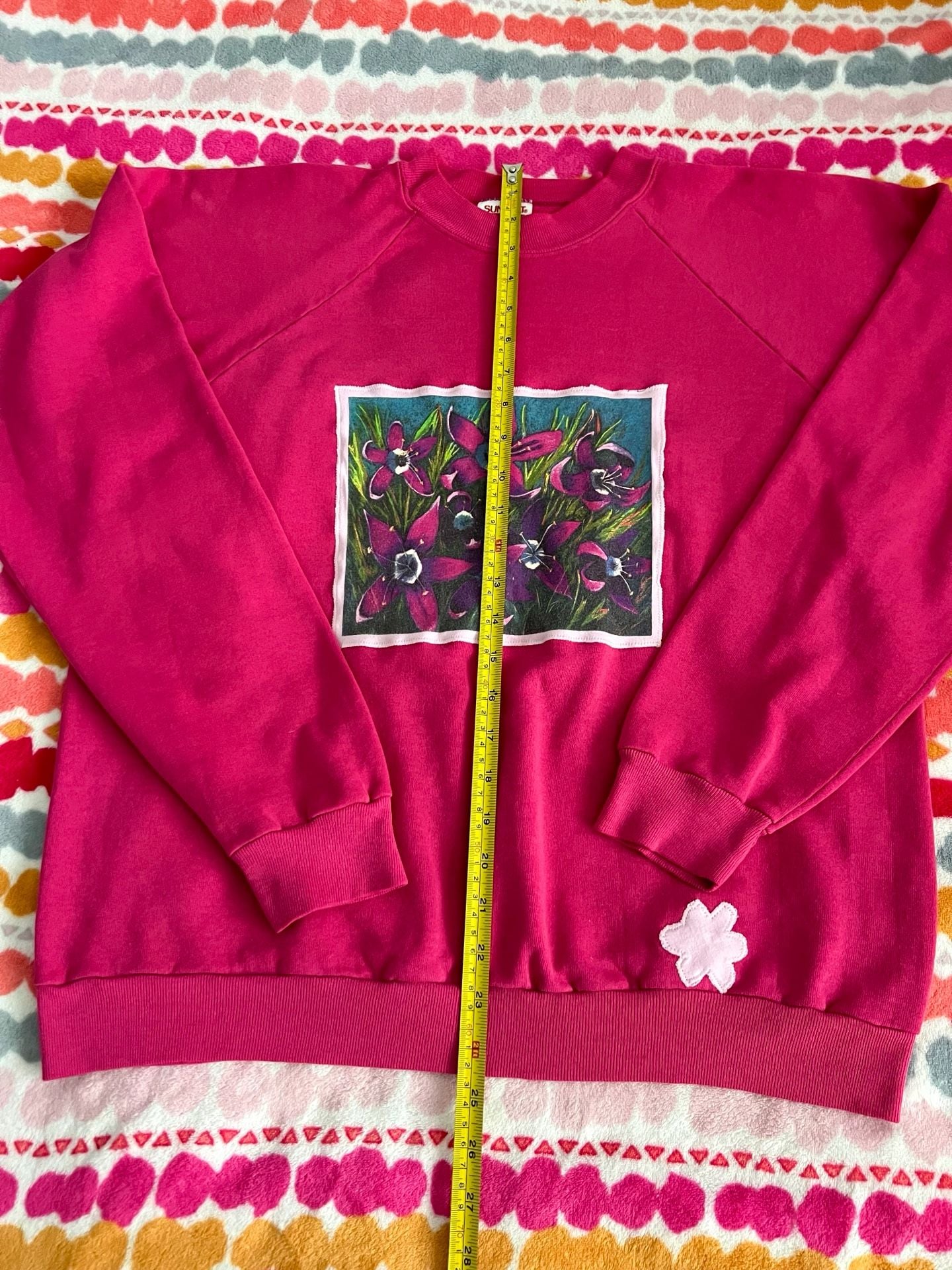 Handmade Sunbelt Sportswear Hot Pink Floral Graphic Sweatshirt XL 6