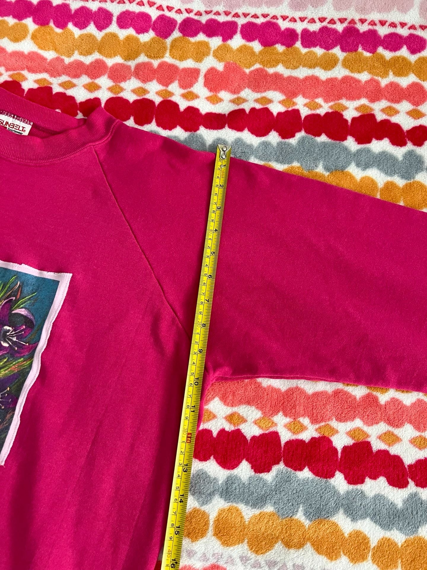 Handmade Sunbelt Sportswear Hot Pink Floral Graphic Sweatshirt XL 9