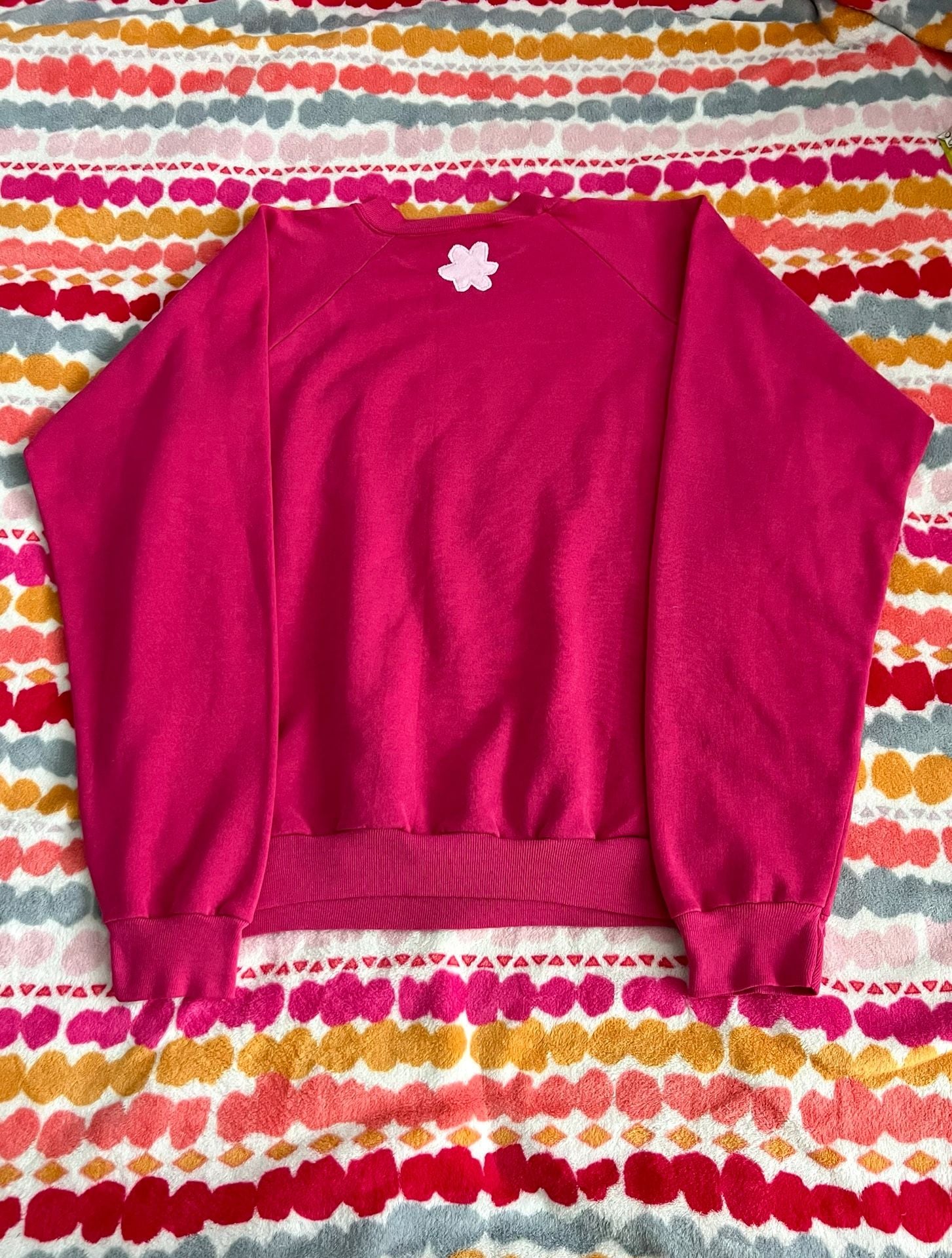 Handmade Sunbelt Sportswear Hot Pink Floral Graphic Sweatshirt XL 10