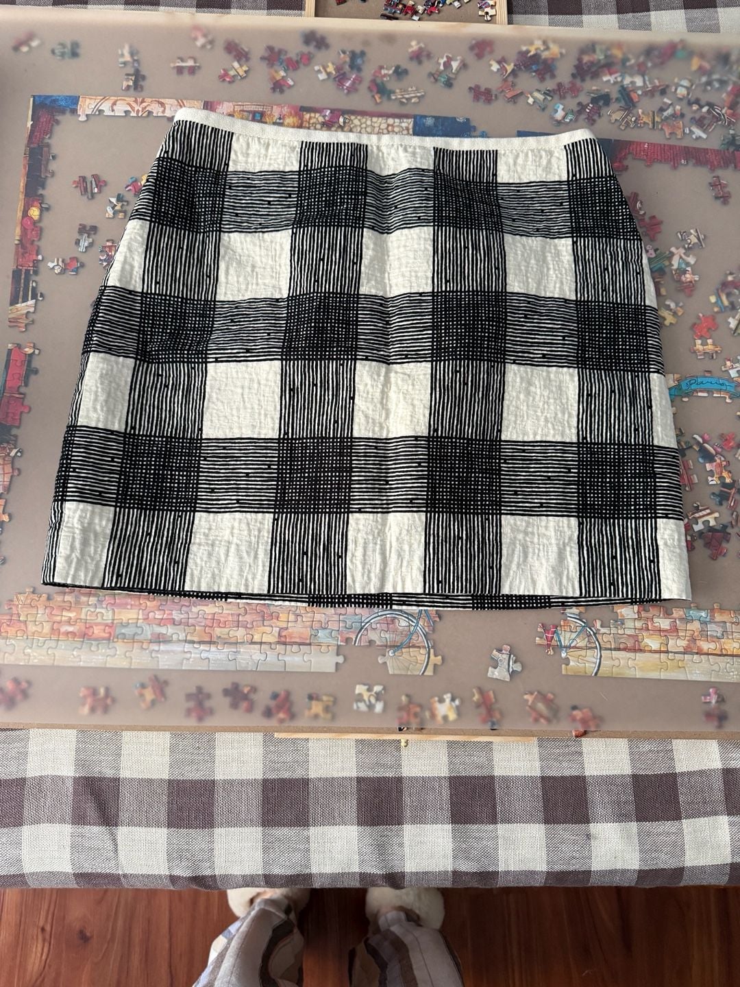 Madewell Bowery Inkcheck Black & Cream Plaid Mini Skirt 2