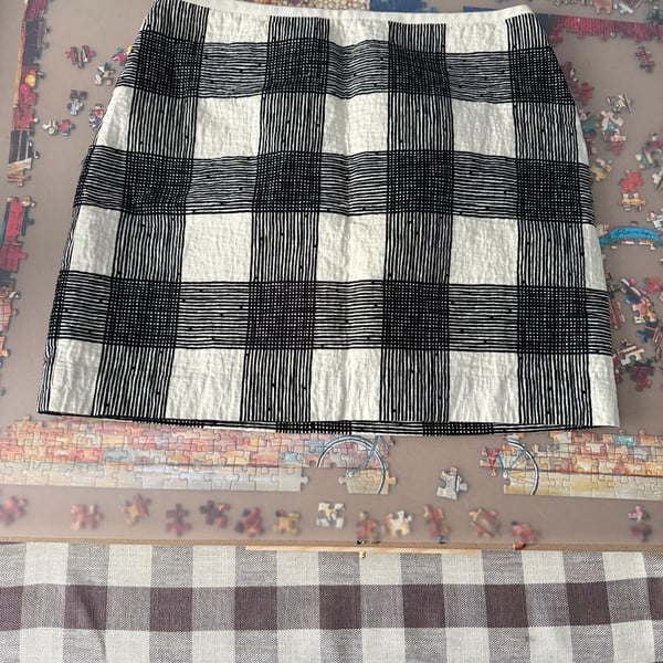 Madewell Bowery Inkcheck Black & Cream Plaid Mini Skirt
