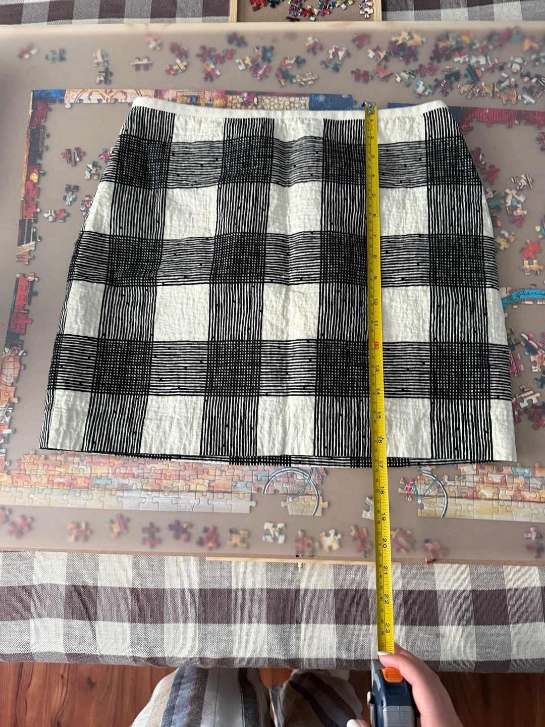 Madewell Bowery Inkcheck Black & Cream Plaid Mini Skirt 3