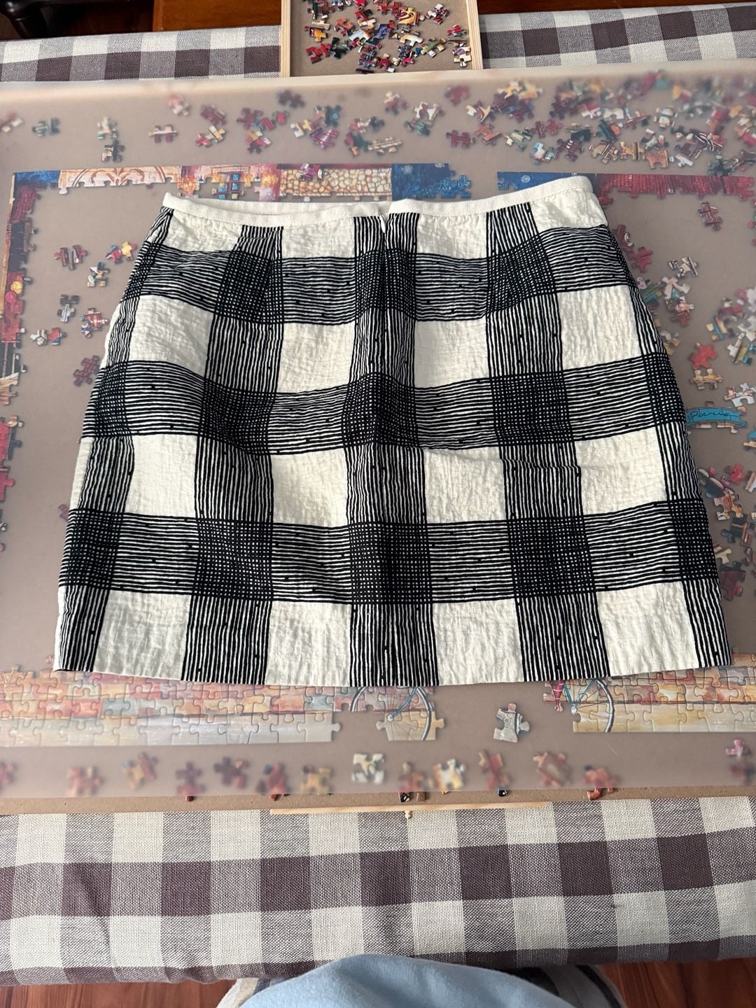 Madewell Bowery Inkcheck Black & Cream Plaid Mini Skirt 6