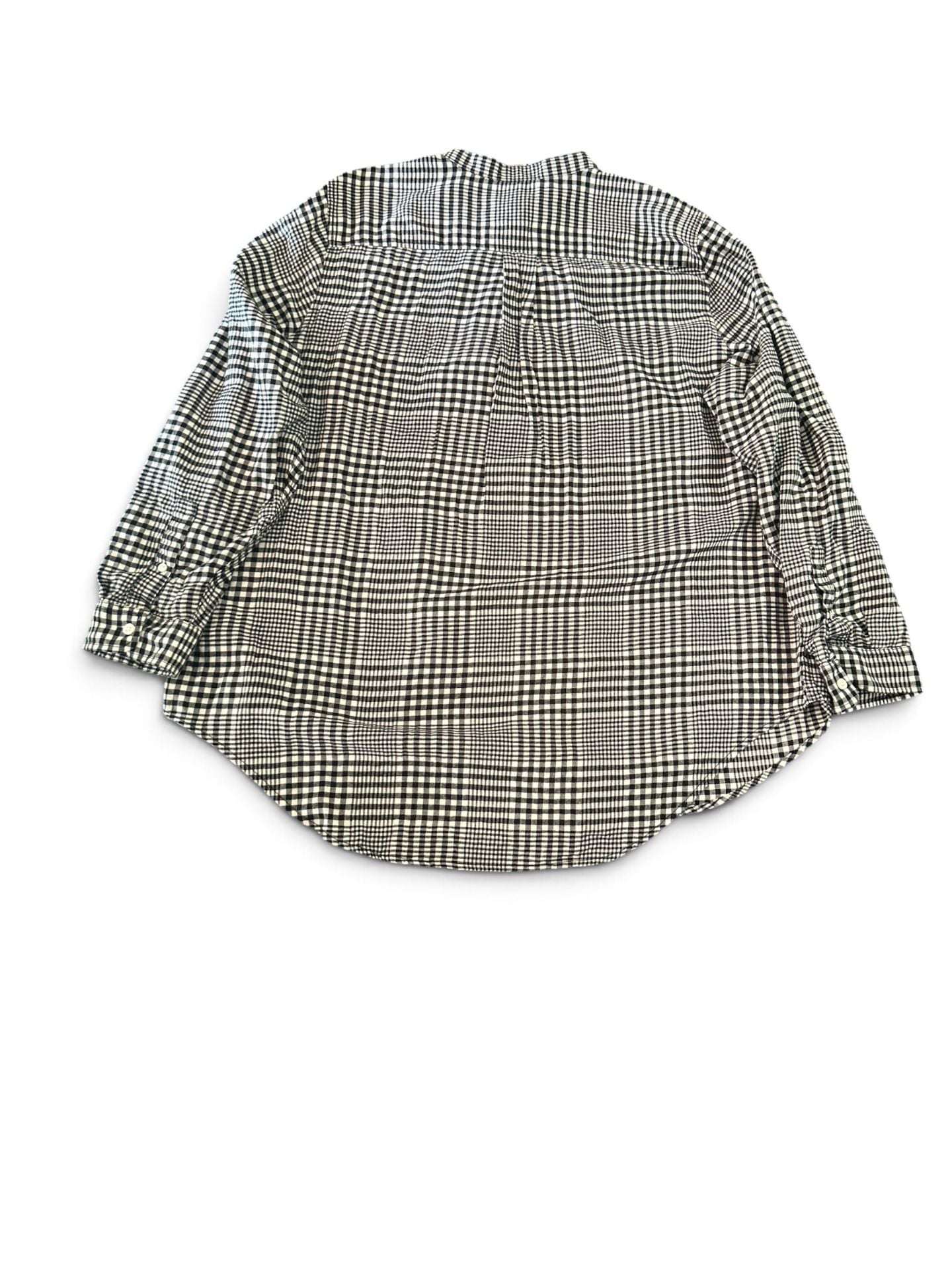 Lands' End Women's Black/Ivory Glen Plaid Flannel Pintuck Tunic Top 9