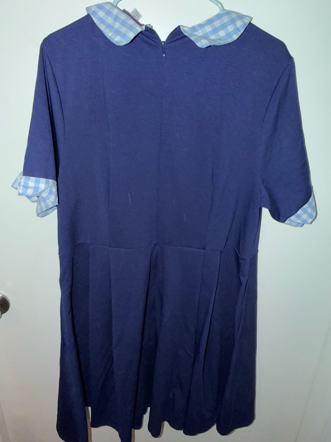 Unique Vintage x Gwynnie Bee Navy Blue Gingham Collar Fit and Flare Dress 6