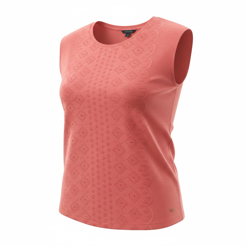Tommy Hilfiger Women's Sleeveless Eyelet Detail Coral Tank Top 2