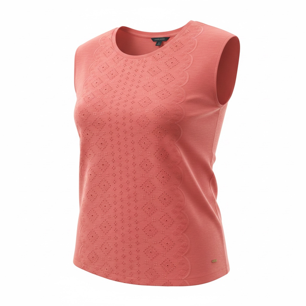 Tommy Hilfiger Women's Sleeveless Eyelet Detail Coral Tank Top