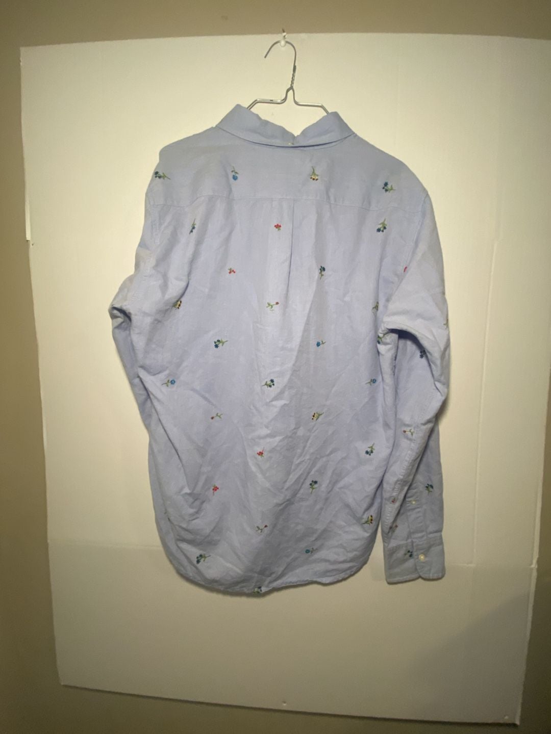 Bonobos Mens Blue Standard Fit Long Sleeve Button-Down Shirt  Floral Embroidery 9