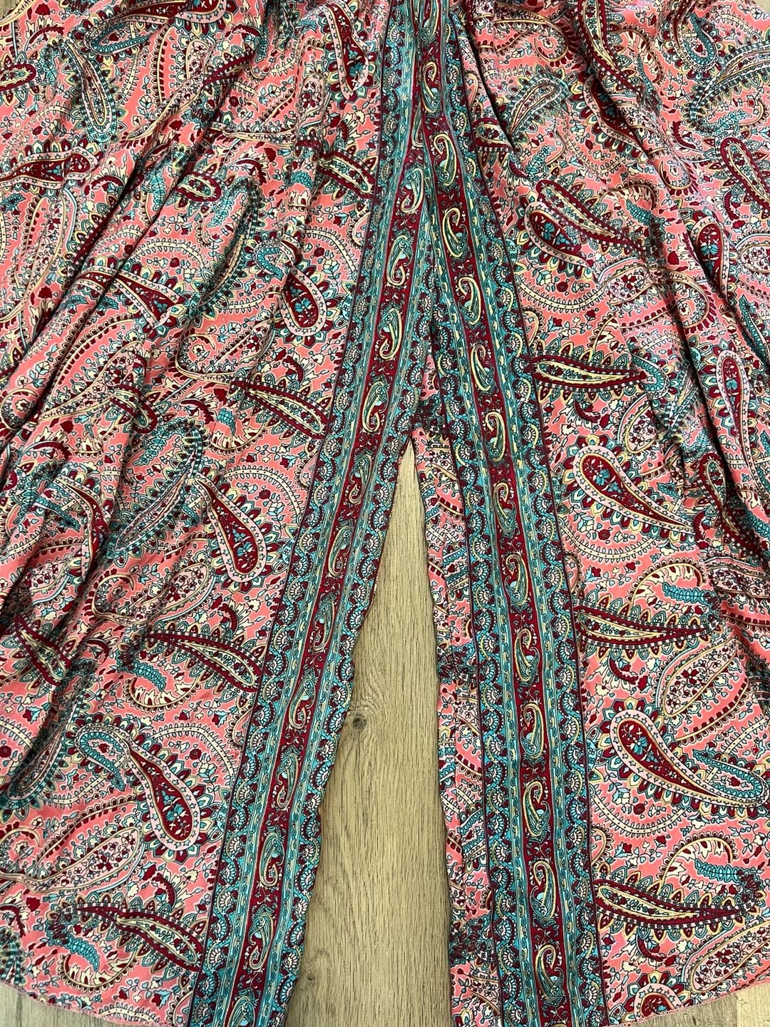 Bohemian Paisley Print Smocked Waist Split Leg Palazzo Pants 5