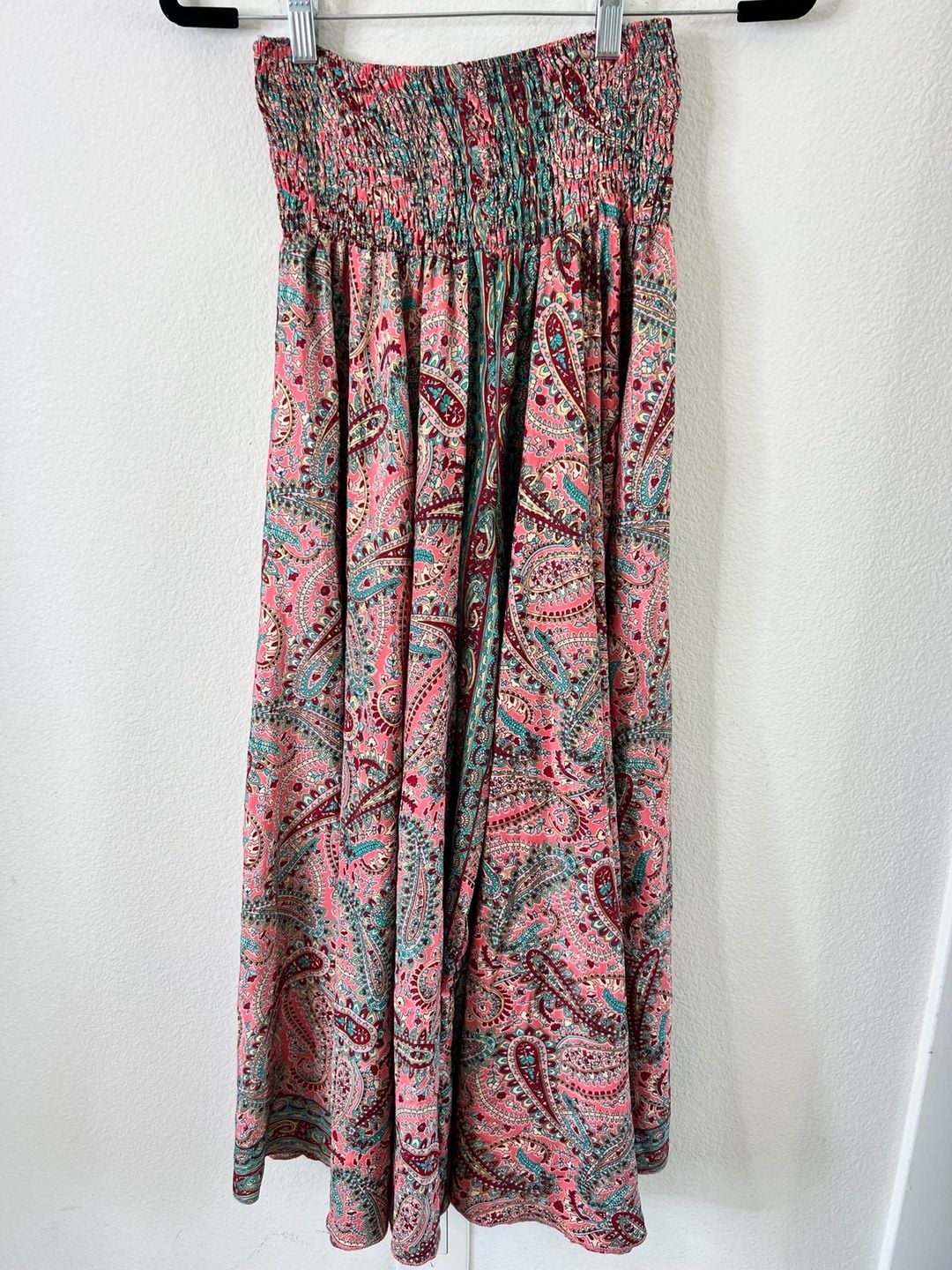 Bohemian Paisley Print Smocked Waist Split Leg Palazzo Pants 6