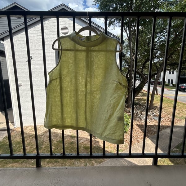 Talbots Irish Linen Sleeveless Blouse Lime Green Size 20