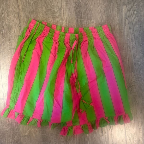 S1OAK Pink and Green Striped Frill Hem Shorts
Kantha shirts brand new