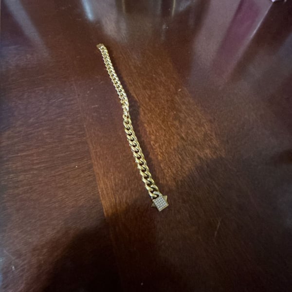 Gold-Tone Monaco Cuban Link Chain Bracelet with Cubic Zirconia Box Lock
