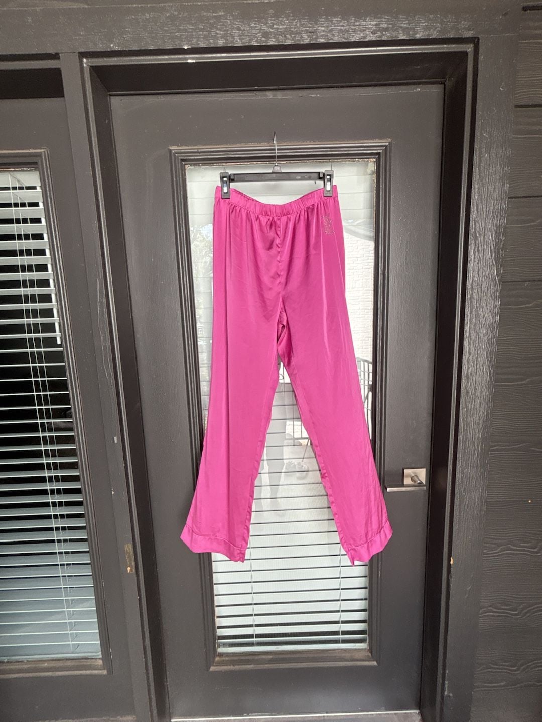 Juicy Couture Sleepwear Hot Pink Satin Lounge Pants with Rhinestone Logo 2
