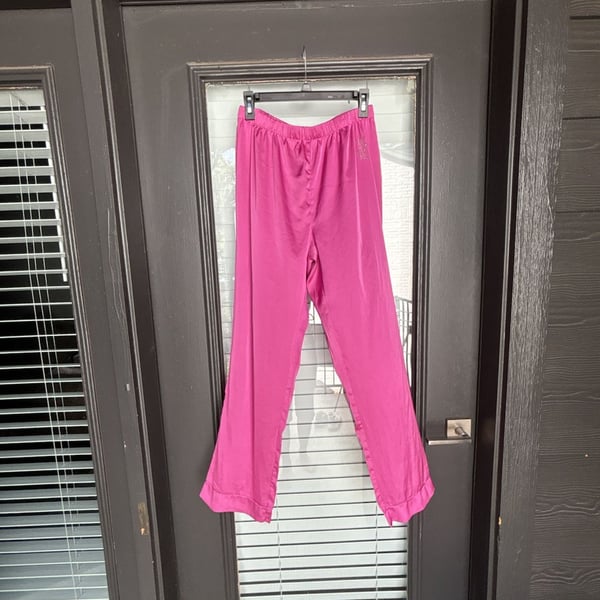 Juicy Couture Sleepwear Hot Pink Satin Lounge Pants with Rhinestone Logo