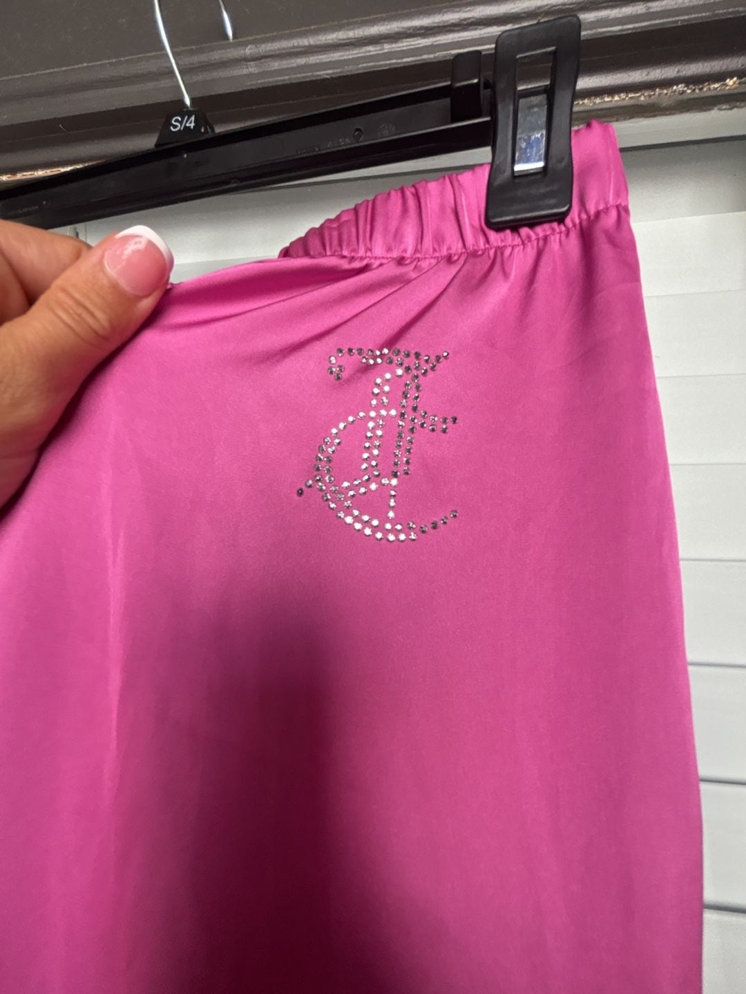 Juicy Couture Sleepwear Hot Pink Satin Lounge Pants with Rhinestone Logo 3