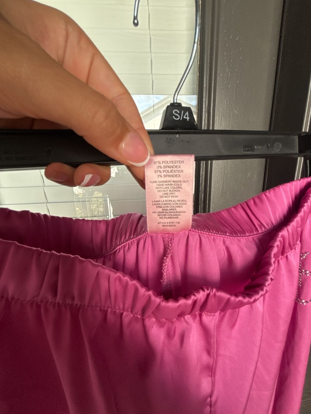 Juicy Couture Sleepwear Hot Pink Satin Lounge Pants with Rhinestone Logo 5