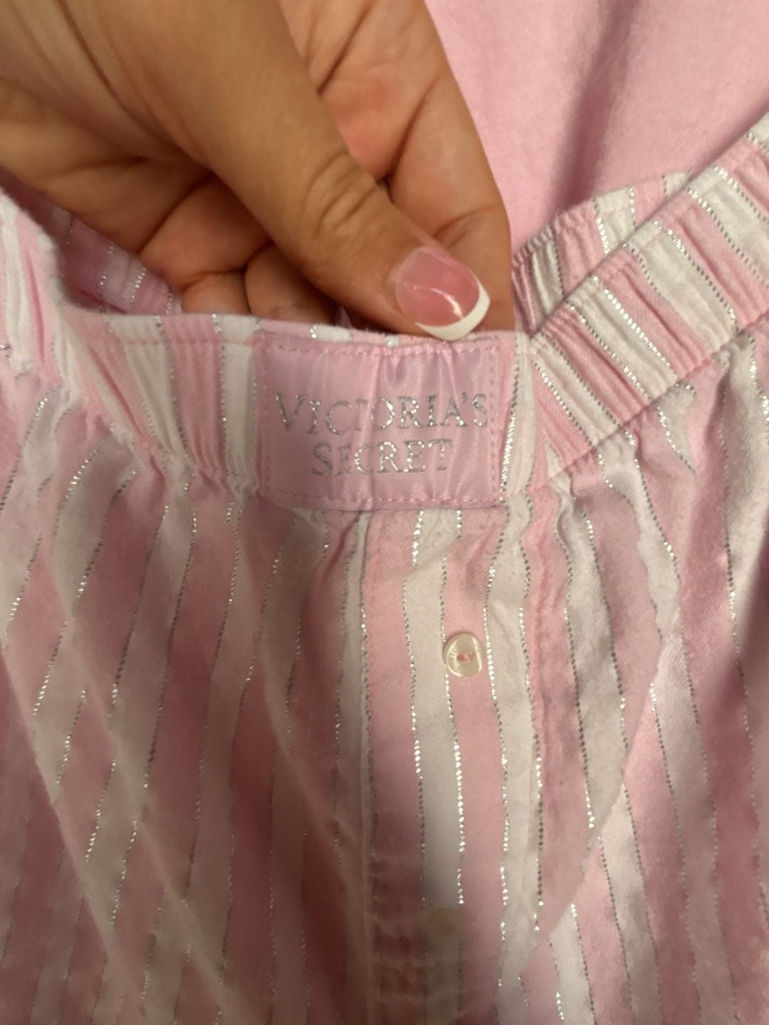 Victoria's Secret Pink Striped Long Sleeve and Pant Pajama Set with Signature Logo 2