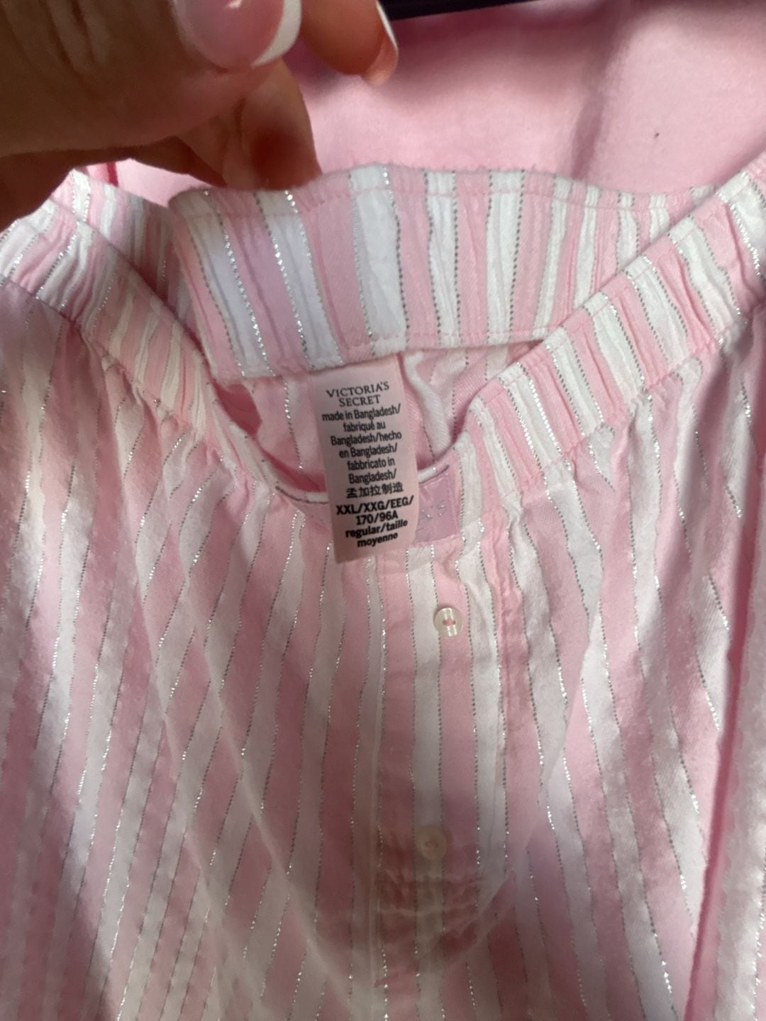 Victoria's Secret Pink Striped Long Sleeve and Pant Pajama Set with Signature Logo 3