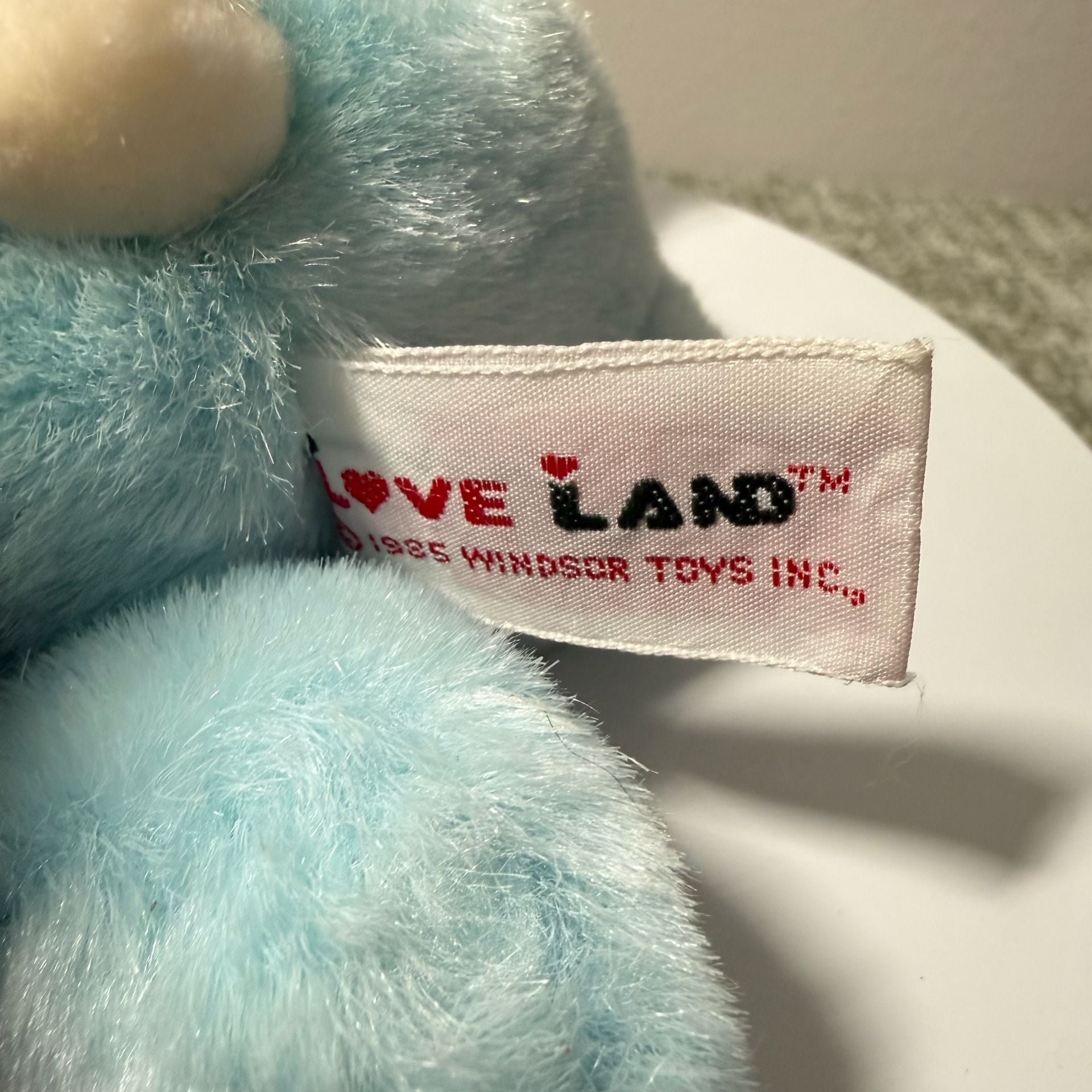 VTG 1985 Love Land Blue Bunny Rabbit Plush Stuffed Animal 5