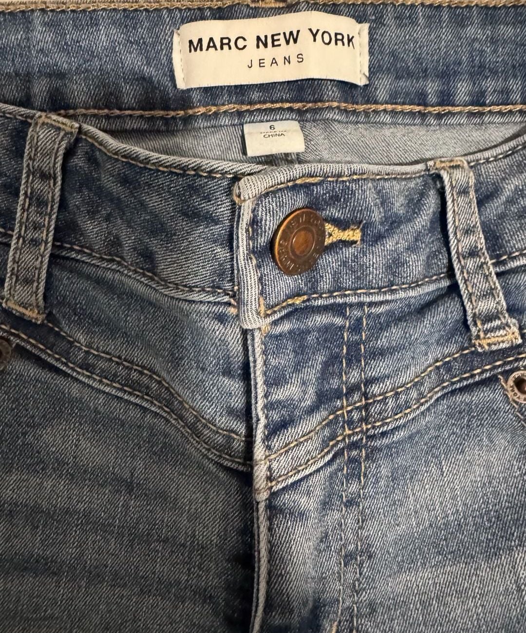 Marc New York Jeans Women's Blue Denim Mid-Rise Slim Fit Jeans Size 6 7