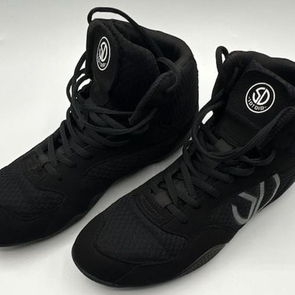 Sdtdid Men's Professional Wrestling and Boxing Shoes, High-Top Combat Sneakers in Black