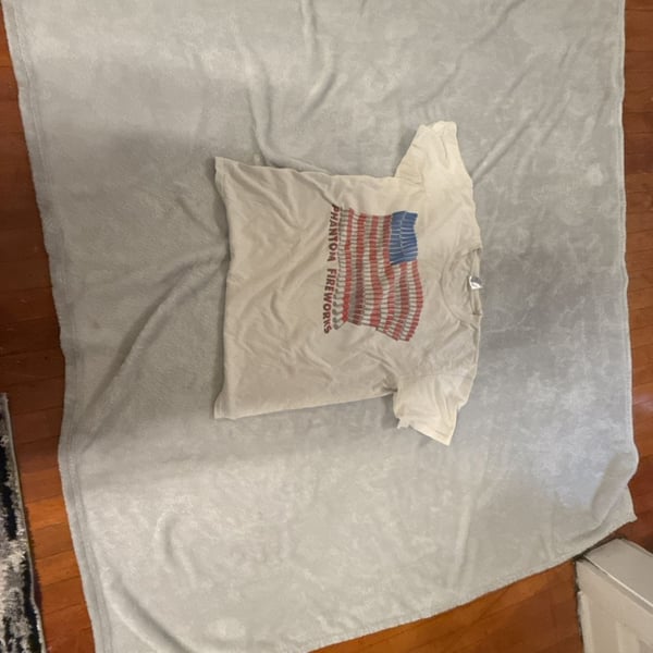 Gildan Heavy Cotton Phantom Fireworks American Flag Graphic T-Shirt