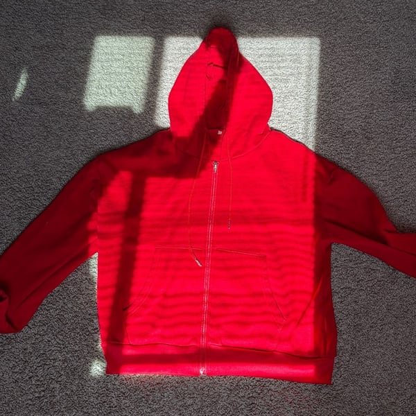 Red Full Zip Up Hoodie Sweatshirt