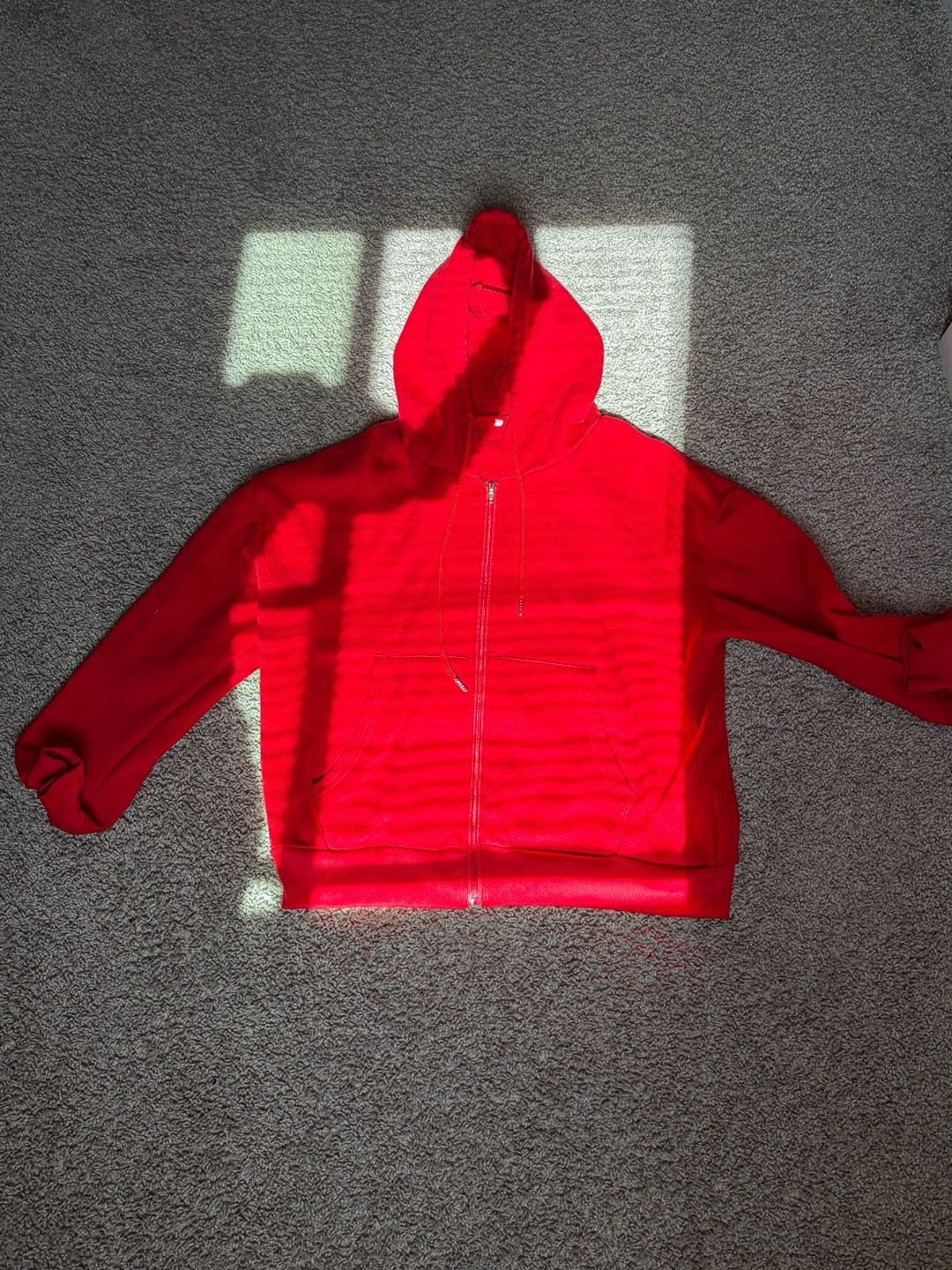 Red Full Zip Up Hoodie Sweatshirt 3