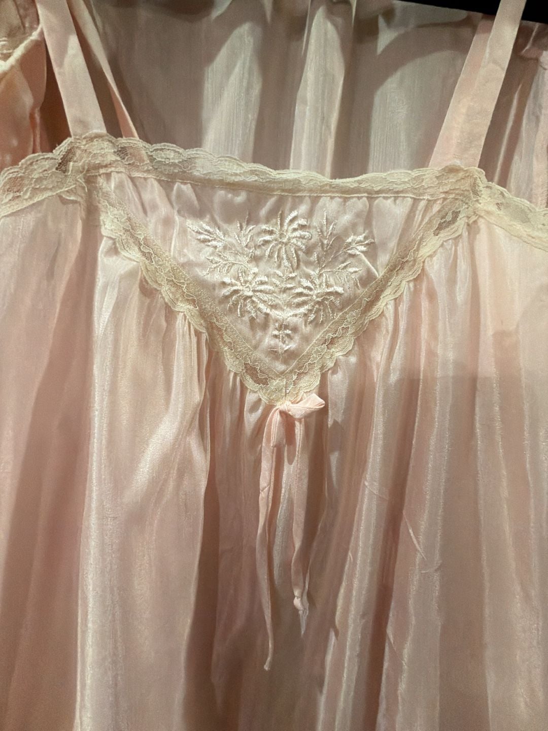 Vintage Miss Dior Sz S Blush Pink Nylon Full-Length robe and nightgown peignoir set 2 2