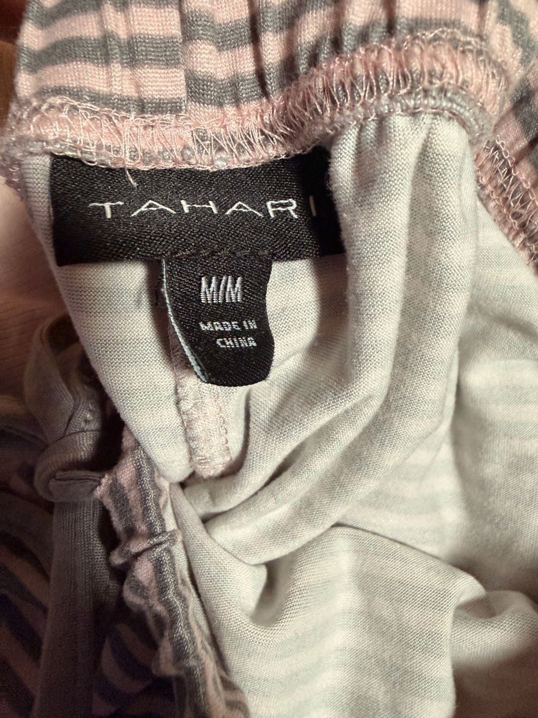 Blush Pink Ribbed 3-Piece Loungewear Set Size M | Henley Top + Shorts + Striped Pants
6