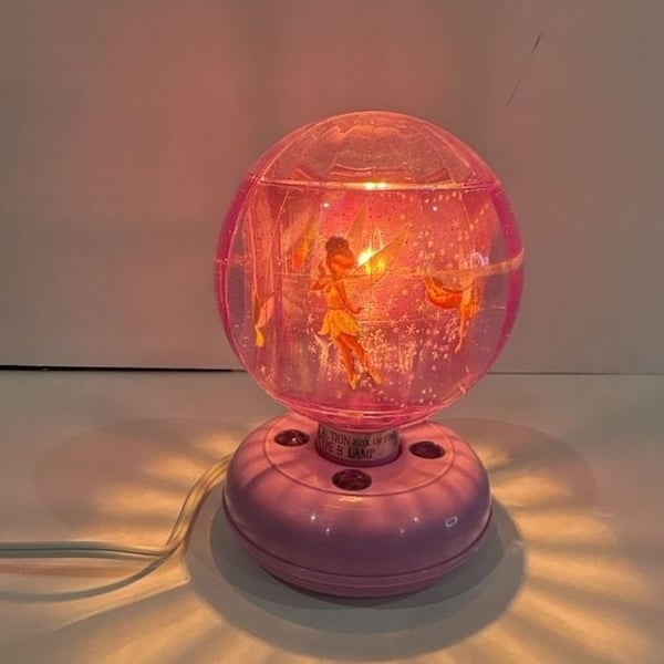 2005 Disney Tinker Bell Revolving Motion Disco Ball Night Light Lamp