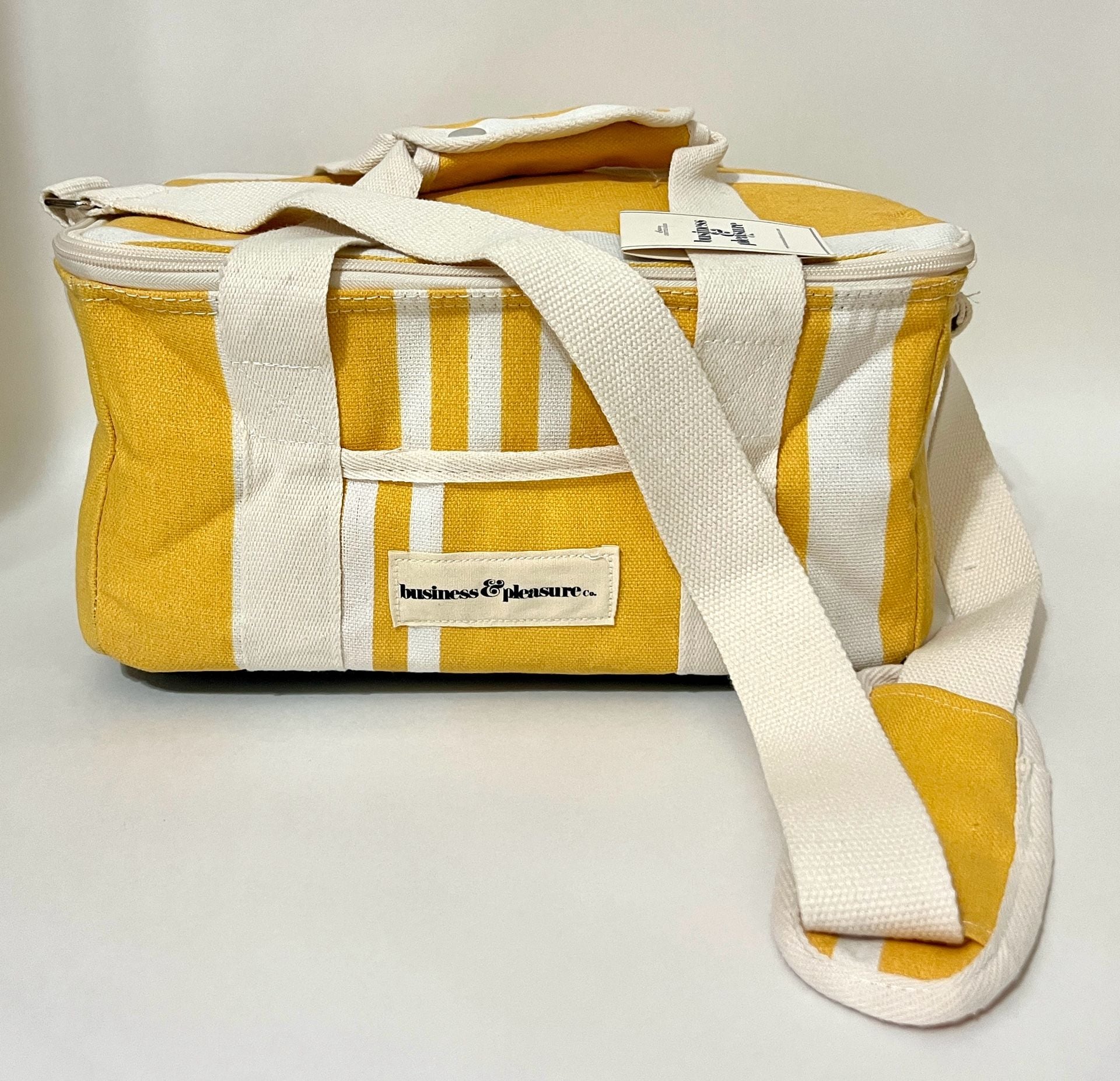 Business & Pleasure Co. The Premium Cooler Bag in Mimosa Yellow Stripe 6