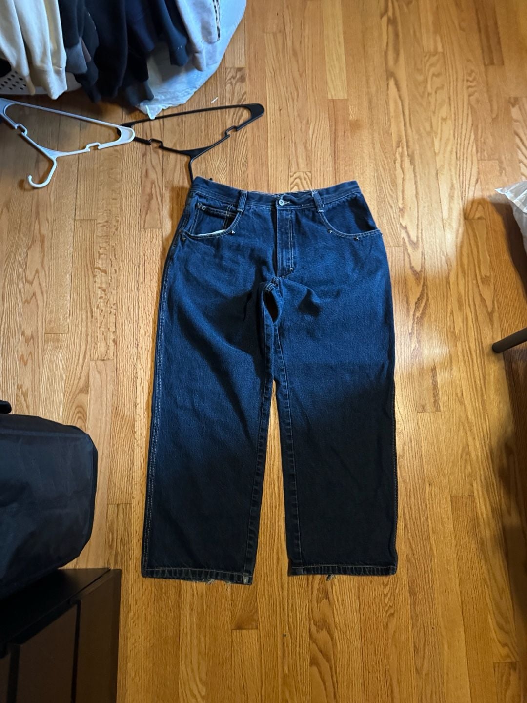 Southpole Men's Vintage Baggy Wide Leg Denim Jeans Dark Wash Size 38 2