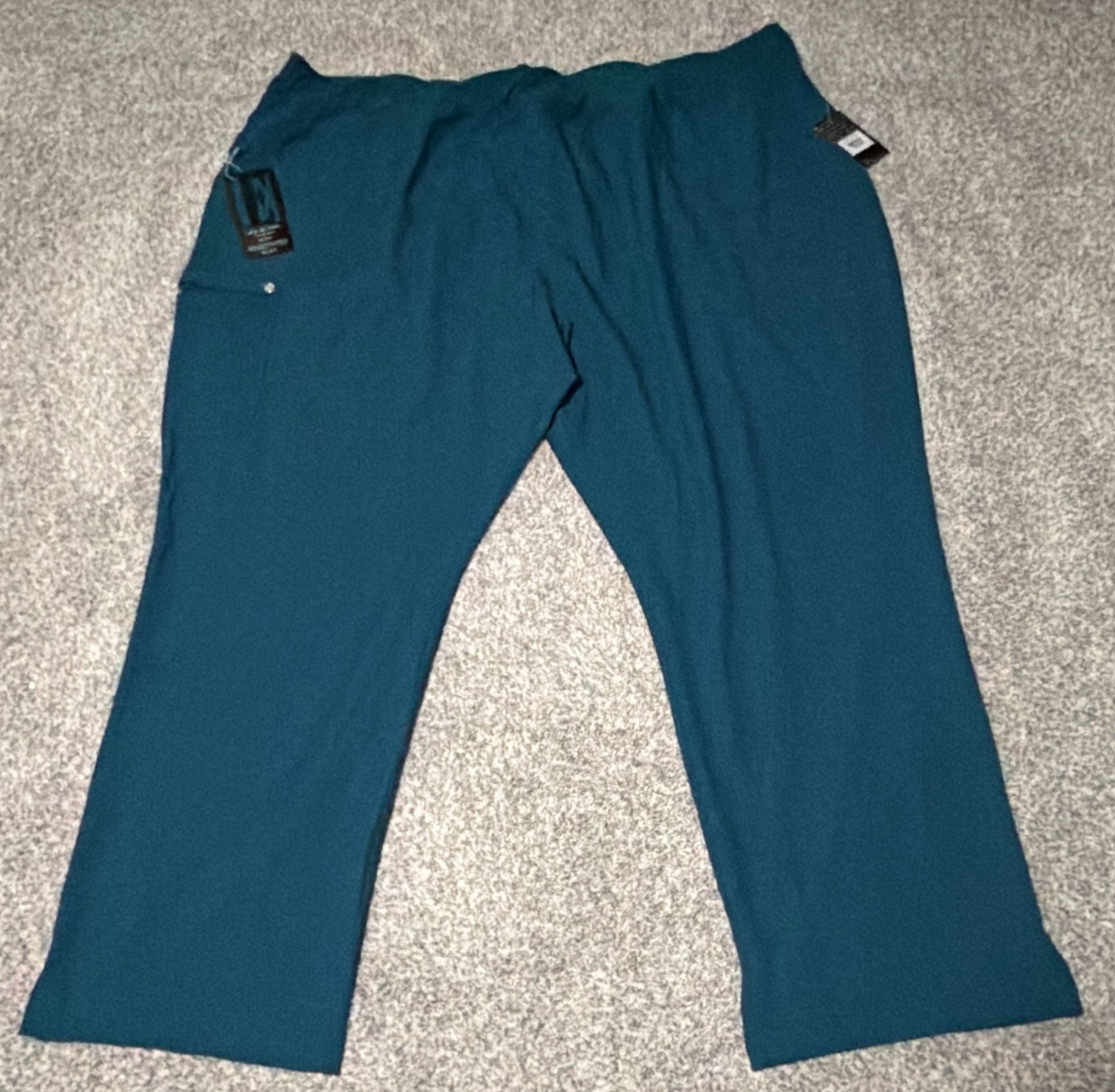 Elle Scrubs Women's Mid-Rise Straight Leg Pull-On Scrub Pants Style EL130 Teal Blue Size 5XL 2
