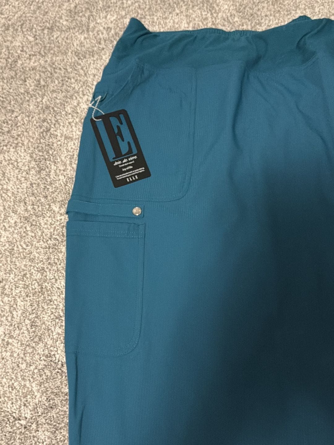 Elle Scrubs Women's Mid-Rise Straight Leg Pull-On Scrub Pants Style EL130 Teal Blue Size 5XL 4