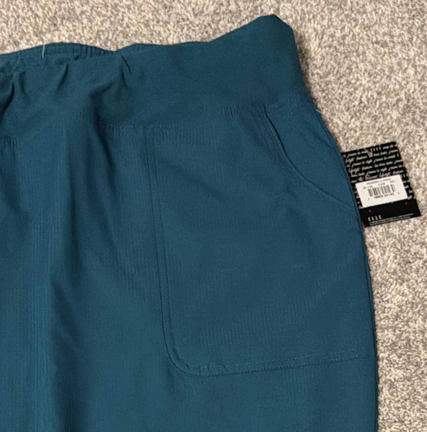Elle Scrubs Women's Mid-Rise Straight Leg Pull-On Scrub Pants Style EL130 Teal Blue Size 5XL 5