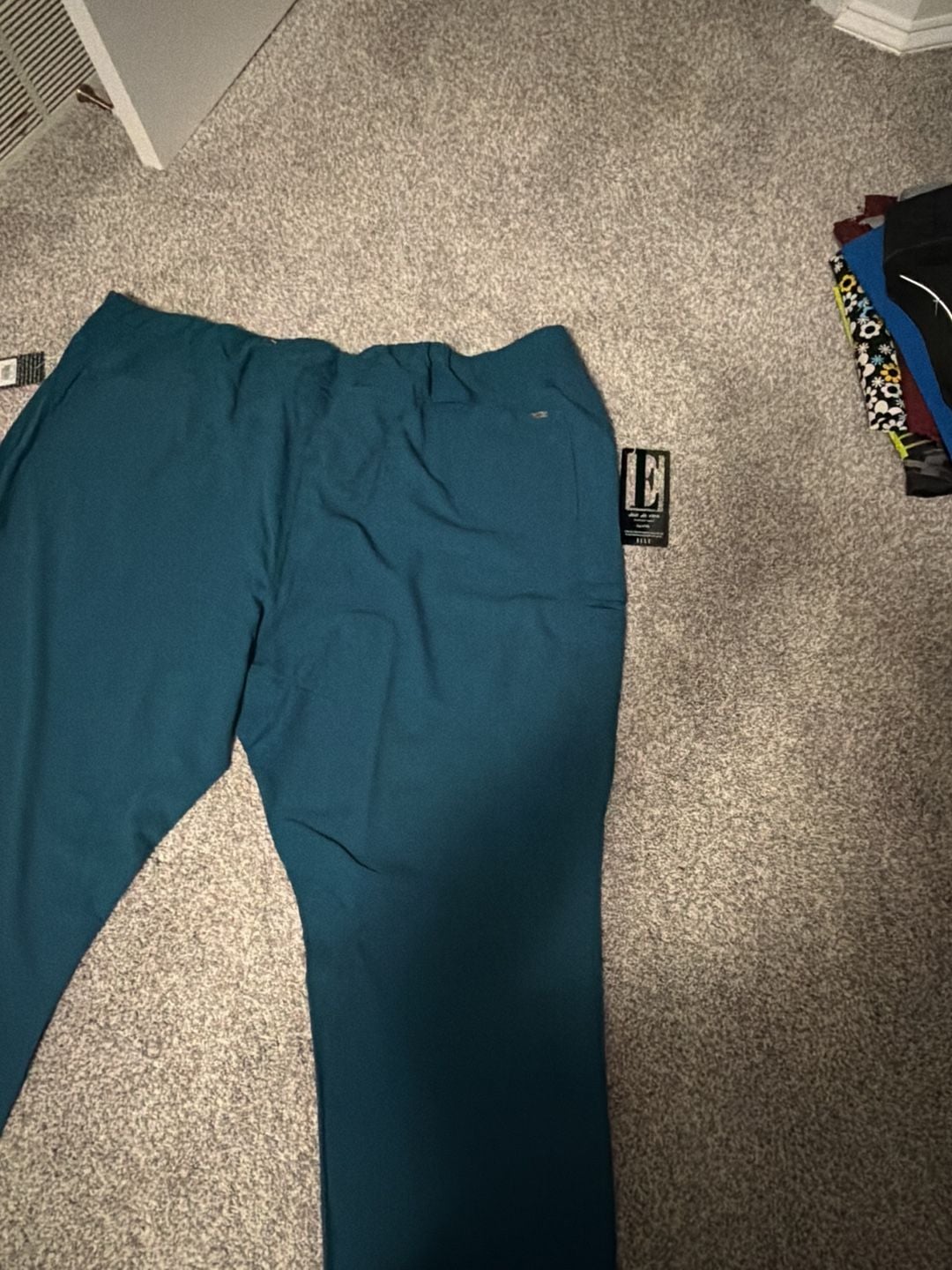 Elle Scrubs Women's Mid-Rise Straight Leg Pull-On Scrub Pants Style EL130 Teal Blue Size 5XL 7