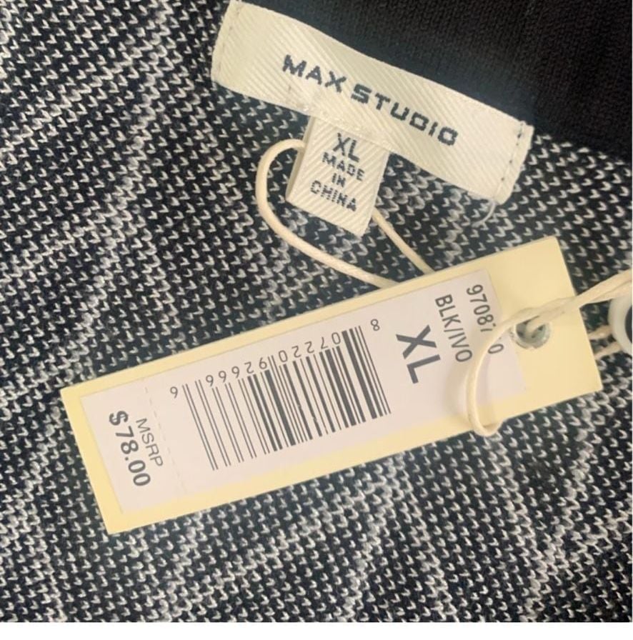 Max Studio Black and White Chevron Knit A-Line Skirt XL 3