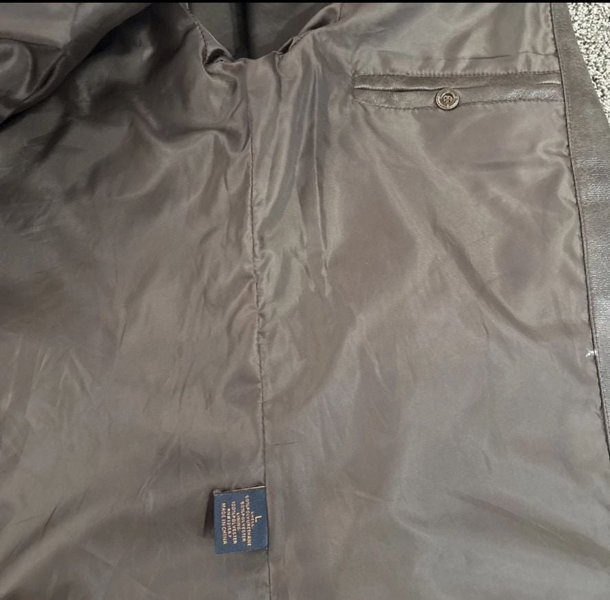 Marc Asher New York Men's Brown Faux Leather Safari Field Jacket Size L 7