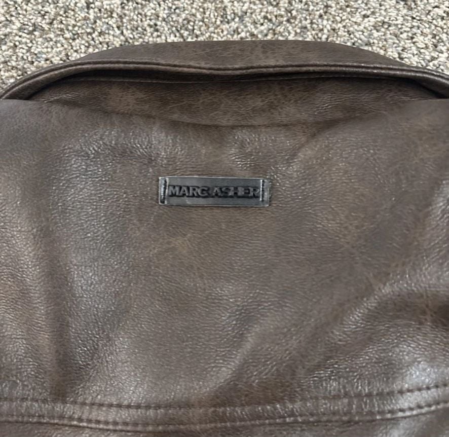 Marc Asher New York Men's Brown Faux Leather Safari Field Jacket Size L 9