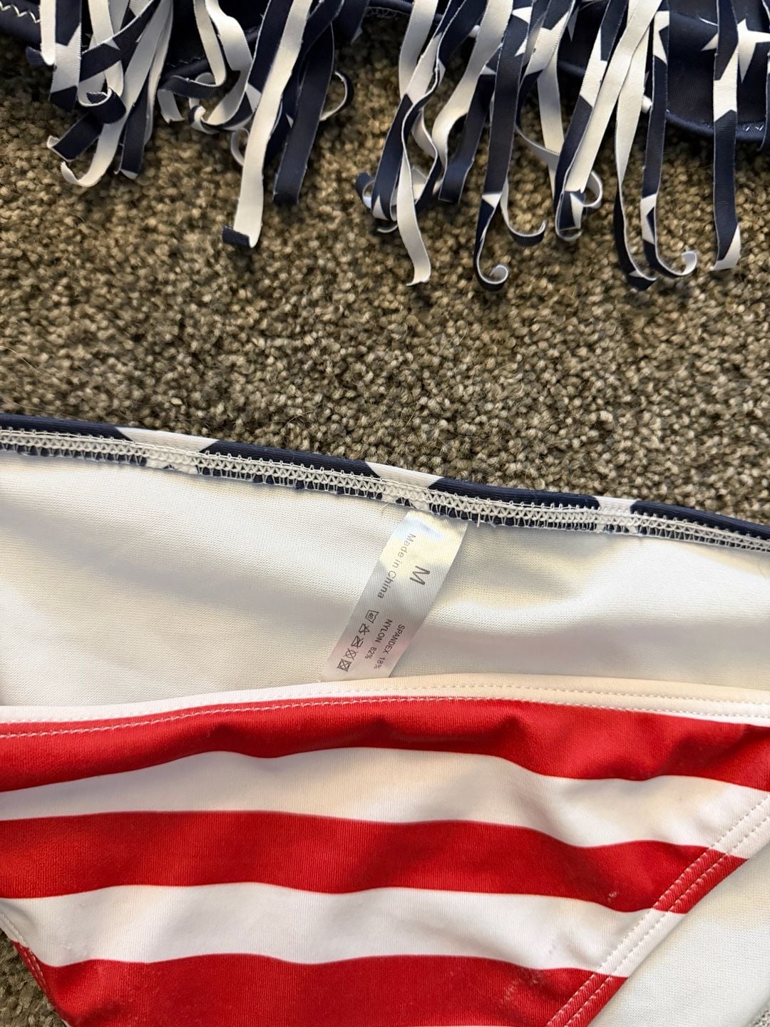 American Flag Print Fringe Bandeau Bikini Set 2