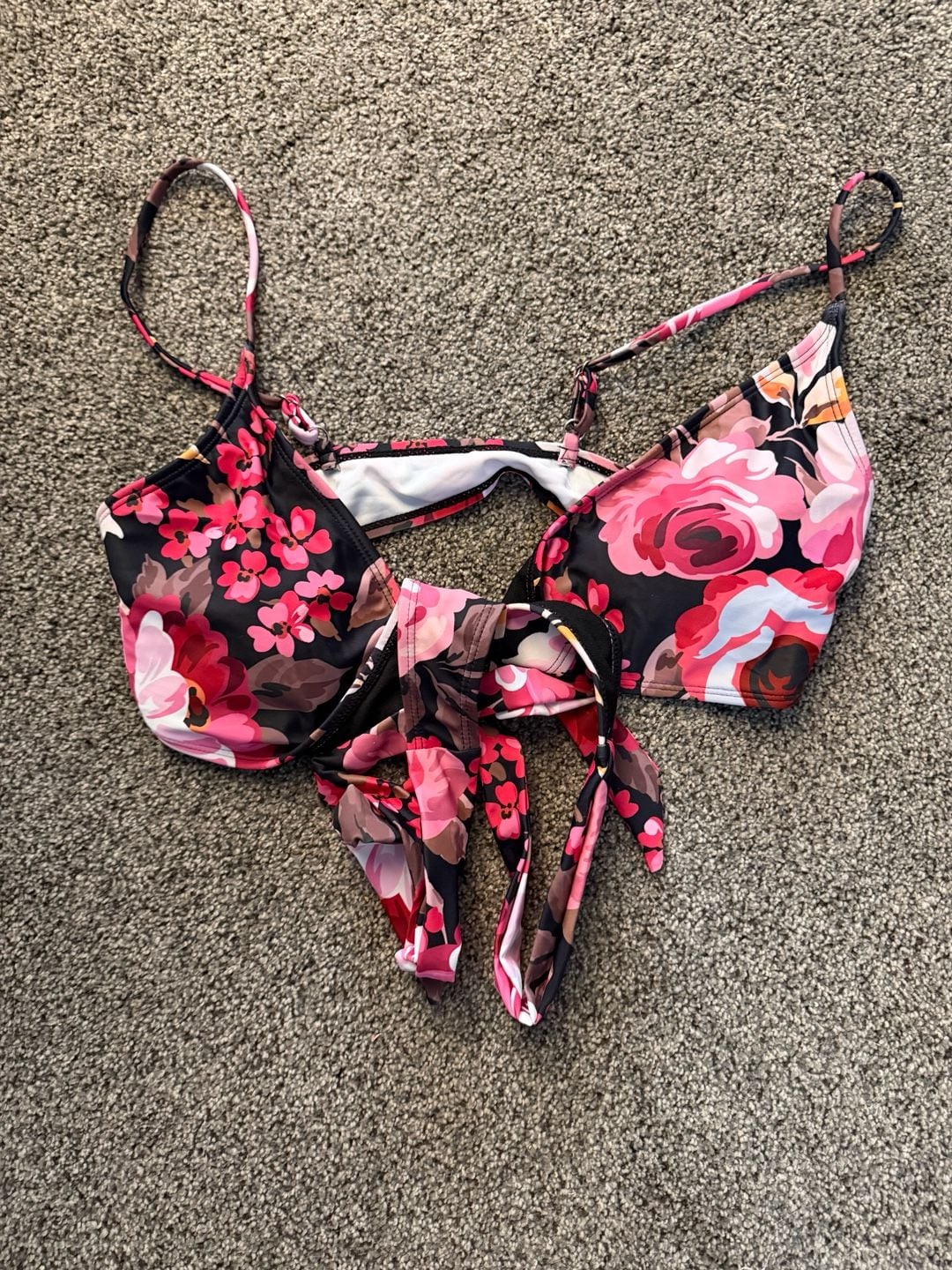 Floral Print Tie-Front Bikini Top 1