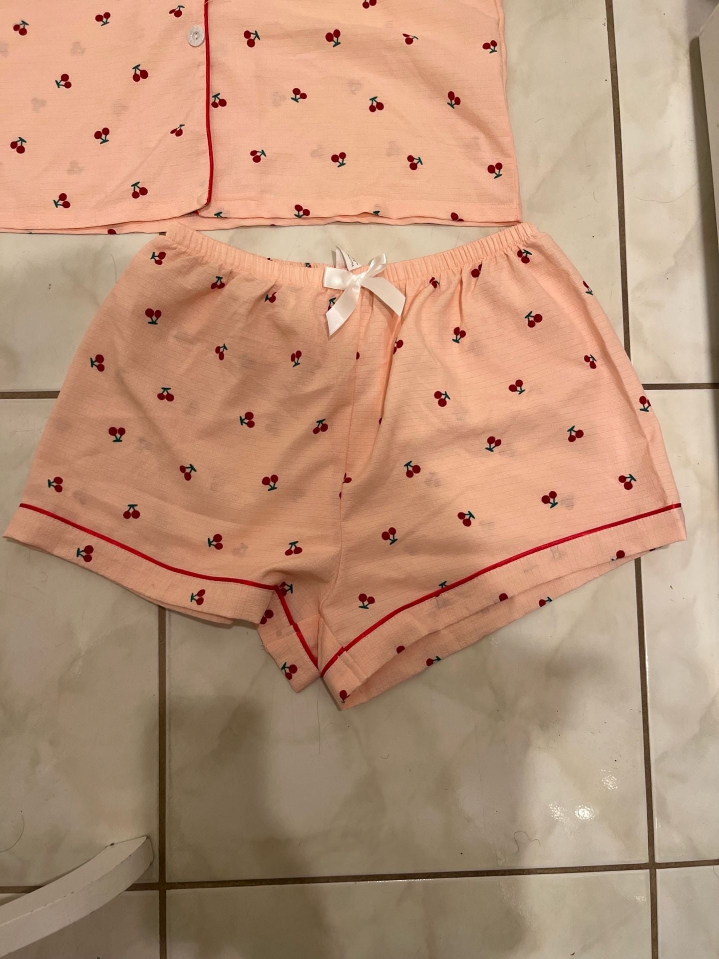 Bonmuse Women's Cherry Print Short Sleeve Button-Down Pajama Set 3